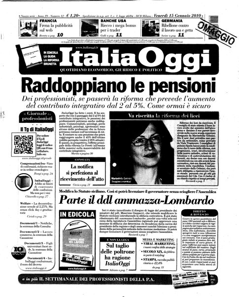 Italia oggi : quotidiano di economia finanza e politica